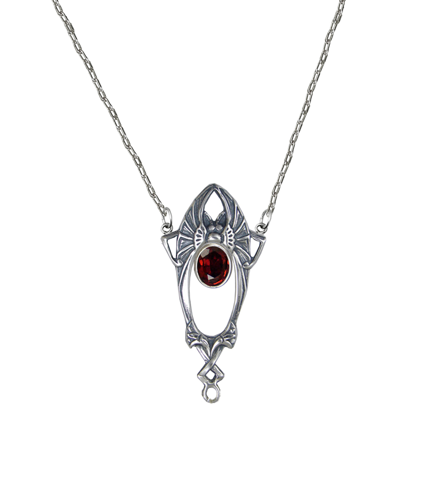 Sterling Silver Turn of the Century Design Necklace With Garnet